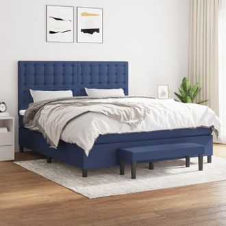 vidaXL Vidaxl - Cama Box Spring Con Colch&oacute;n Tela Azul 180x200 Cm