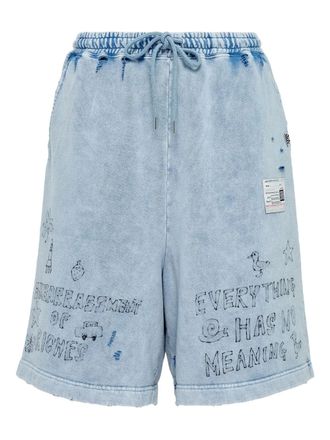Miharayasuhiro distressed drawstring shorts - Blue