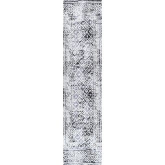 Jonathan Y Designs Iften Moroccan Geometric Distressed Area Rug in Ivory/black at Nordstrom, Size 5Ft 0In X 8Ft 0In