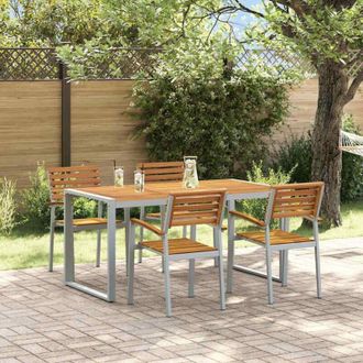 vidaXL Conjunto De Comedor De Jard&iacute;n 5 Pcs Gris Y Marr&oacute;n Vidaxl