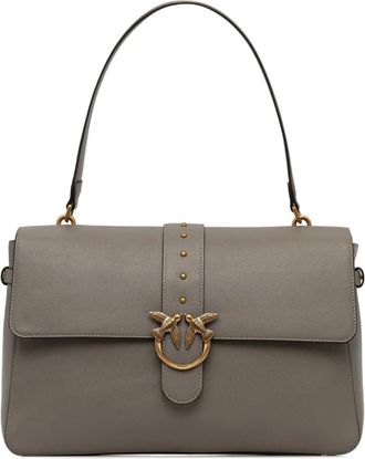 Pinko maxi Love stud-embellished shoulder bag - women - Calf Leather/Polyamide/Polyurethane/Cotton - One Size - Grey