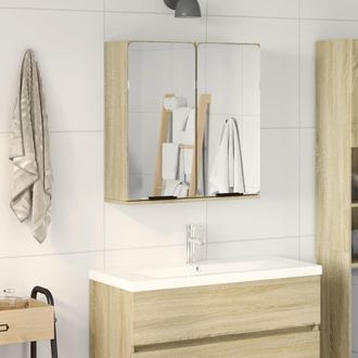 vidaXL Mobile Bagno Con Specchio Rovere Sonoma 64,5x20x66,5 Truciolato - Vidaxl