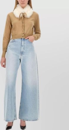 Sportmax cropped knit shirt with faux fur collar