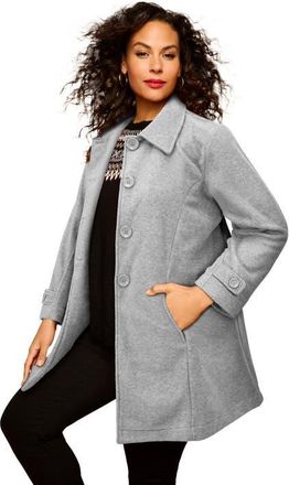 Roaman's Plus Size Button Up Fleece Jacket in Medium Heather Grey at Nordstrom, Size Large