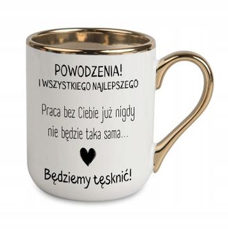 OEM Elegante Taza Blanca Y Dorada Para Despedirse De Un Compa&ntilde;ero De Trabajo. Lo Extra&ntilde;aremos