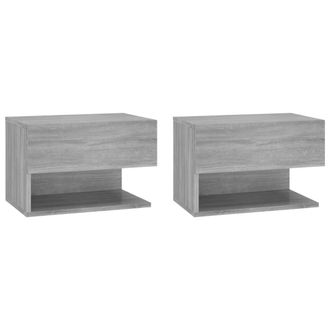 vidaXL Mesita De Noche De Pared 2 Uds Color Gris Sonoma Vidaxl