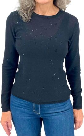Kinross Cashmere Sequin Crew Top In Black