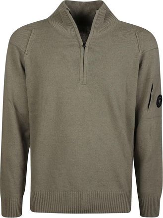 C.P. Company Maglione Lambswool Lens Half Zip - - Knitwear - Uomo - Marrone - XL