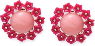 Carolina Herrera Cabochon & Flower Stud Earrings