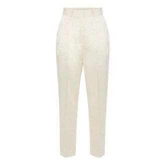 Elisabetta Franchi Stretch satijnen broek - Dames - Broeken - Beige - Maat: L Satijn