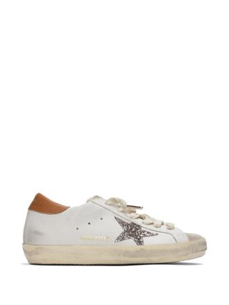 Golden Goose Super Star Leather Upper And Heel Suede Toe Glitter Star