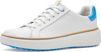 Cole Haan GrandPro TopSpin Golf Womens Shoes White/Azure Blue/White Waterproof : 10.5 B - Medium, Leather