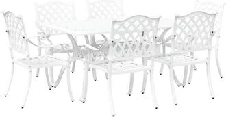 vidaXL Garden Dining Set 7 pcs White Aluminium vidaXL