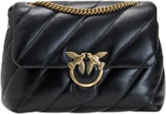 Pinko Big Love Bag Puff Maxi Acolchado - Dames - Schoudertassen - Zwart - ONE Size - Katoen - Tassen