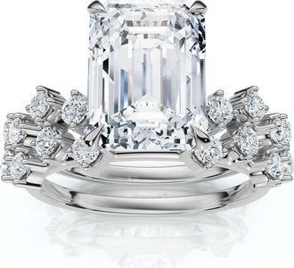 Pompeii3 Certified 3 1/4Ct Emerald Diamond Bridal Set 14k Gold or Platinum Lab Grown