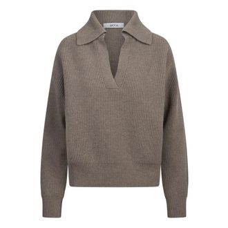 Jucca Truien & Vesten, Dames, Bruin, XS, Wol, Ribgebreide Ritsvest