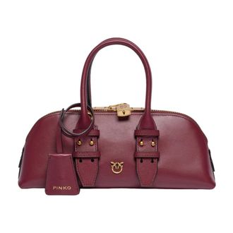 Pinko Bowlingtas Horizontaal Mini - Dames - Handtassen - Rood - ONE Size - Leer - Tassen