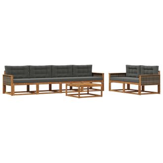 vidaXL Conjunto De Sof&aacute;s De Exterior 7 Pcs Natural Y Antracita Vidaxl
