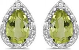 Allurez Pear Peridot and Diamond Stud Earrings 14k White Gold (1.72ct)