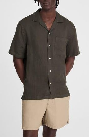 Madewell Indigo Dyed Short Sleeve Cotton Button-Up Shirt in Dark Surplus at Nordstrom Rack, Size Large
