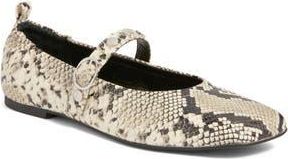 Open Edit Amethyst Mary Jane Ballet Flat in Black White Snake Emobssed at Nordstrom Rack, Size 7