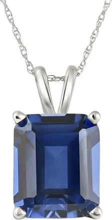 Pompeii3 7 1/2Ct Blue Sapphire Diamond Solitaire Pendant 14k Gold Necklace Lab Grown