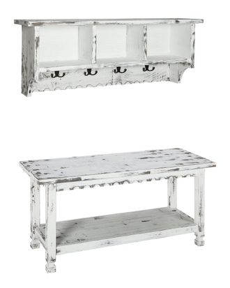 Alaterre Country Cottage Coat Hooks And Bench Set