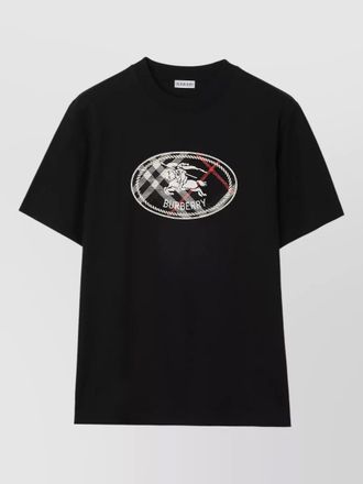 Burberry check knight emblem graphic relaxed t shirt