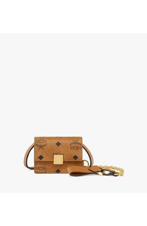MCM Aren AirPods Pro Charm with Chain Strap in Visetos in Cognac at Nordstrom