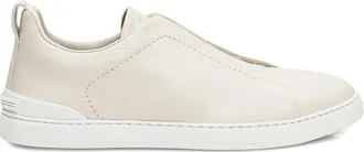 Ermenegildo Zegna Triple Stitch leather slip-ons - men - Calf Leather/Calf Leather/Rubber - 9.5 - Neutrals