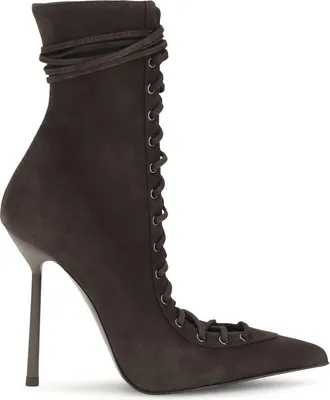 Le Silla Womens Ankle Boots Colette Suede Brown Calf Leather
