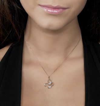 The Diamond Store 9K Gold Diamond Scorpio Pendant Necklace 0.06ct