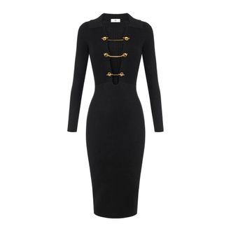 Elisabetta Franchi Dames, Jurken, Zwart, Maat: XL Viscose
