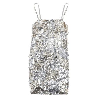 P.A.R.O.S.H. Party Dresses, female, Gray, Size: XS Sleeveless Sequin Shift Mini Dress