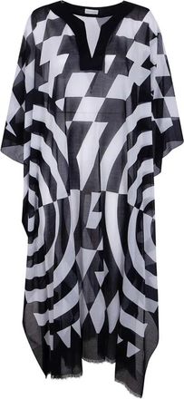 Dries Van Noten Geometric Print Kaftan Top - Dames - Casual kleedjes - Zwart - ONE Size - Katoen - Kleedjes