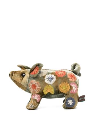 Anke Drechsel Peluche maialino con ricamo - Verde