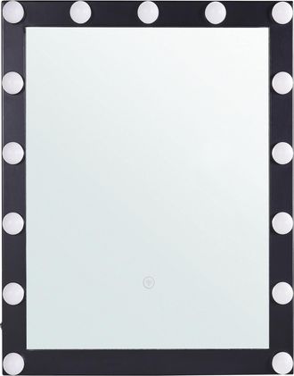 Beliani Beliani - Espejo De Pared Iluminaci&oacute;n Led Negro 50 X 60 Cm Tocador Glamuroso Odenas