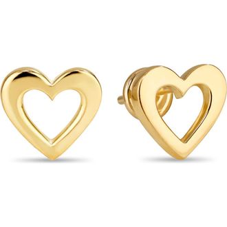 Devata Open Heart Stud Earrings in 14K Gold in Yellow Gold at Nordstrom