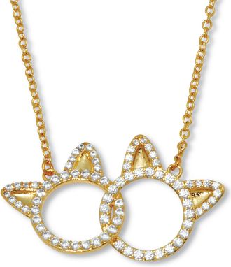 Palm Beach Jewelry 95 TCW Round Cubic Zirconia 14k Yellow Gold-Plated Cat Necklace 18 to 20-inch