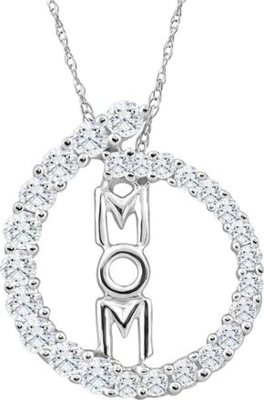 Pompeii3 3/4Ct TW Circle Mom Diamond Pendant Womens 18 White Gold Necklace 10k