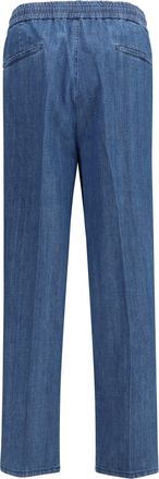 Brunello Cucinelli Mens Lightweight Denim Pants With Drawstring And Double Pleats Medio Cotton Trousers