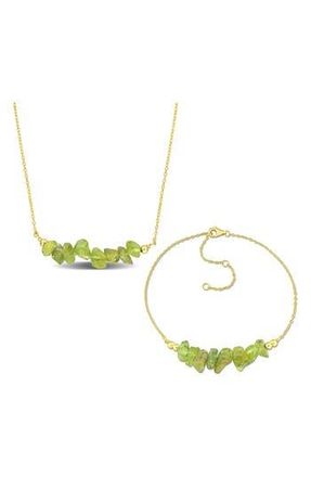 Delmar Fancy Cut Peridot Bracelet & Necklace Set in Green at Nordstrom Rack