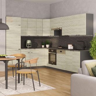 Vicco Cocina Esquinera Fame-line, Panel De Roble/antracita, 227 X 287 Cm, Et Roble, Vicco