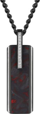 Robert Alton 1/10CTW Diamond Stainless Steel with Black Finish & Red Forged Carbon Fiber Pendant