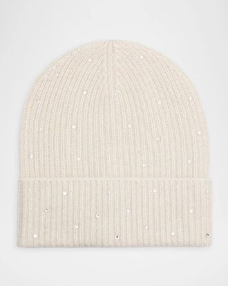 Carolyn Rowan Cashmere Lurex Crystal-Embellished Beanie