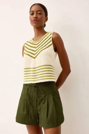 Marie Oliver Cass Sleeveless Top In Green Crochet