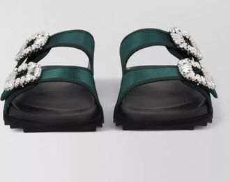 Roger Vivier slide sandal embellished buckles flat sole