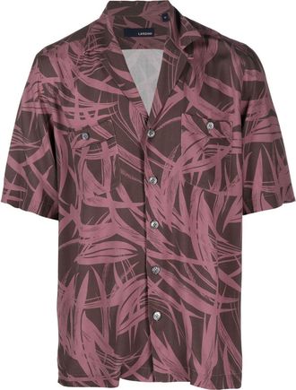 Lardini graphic-print short-sleeve shirt - men - Viscose - L - Purple