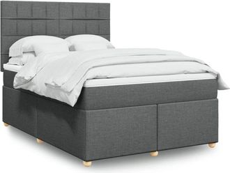vidaXL Vidaxl - Cama Box Spring Con Colch&oacute;n Tela Gris Oscuro 160x200 Cm