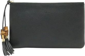 Gucci Pre-owned Bamboo Tassel Leather Clutch Bag - Dames - Vintage Clutch - Zwart - ONE Size - Leer - Vintage
